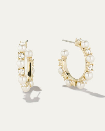 Gaia Pearl and Crystal Hoop Earring