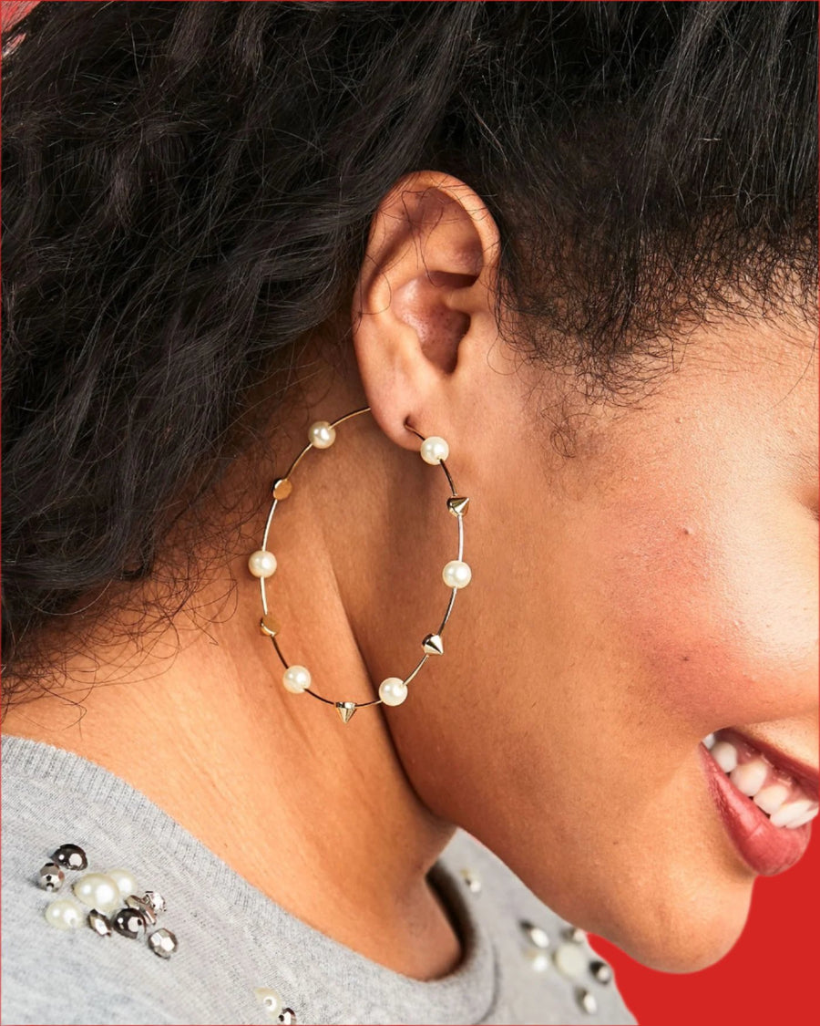 Madison Pearl and Stud Statement Hoops