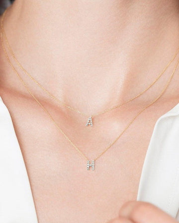 Covet 14kt Diamond Pavé Initial Letter Necklace