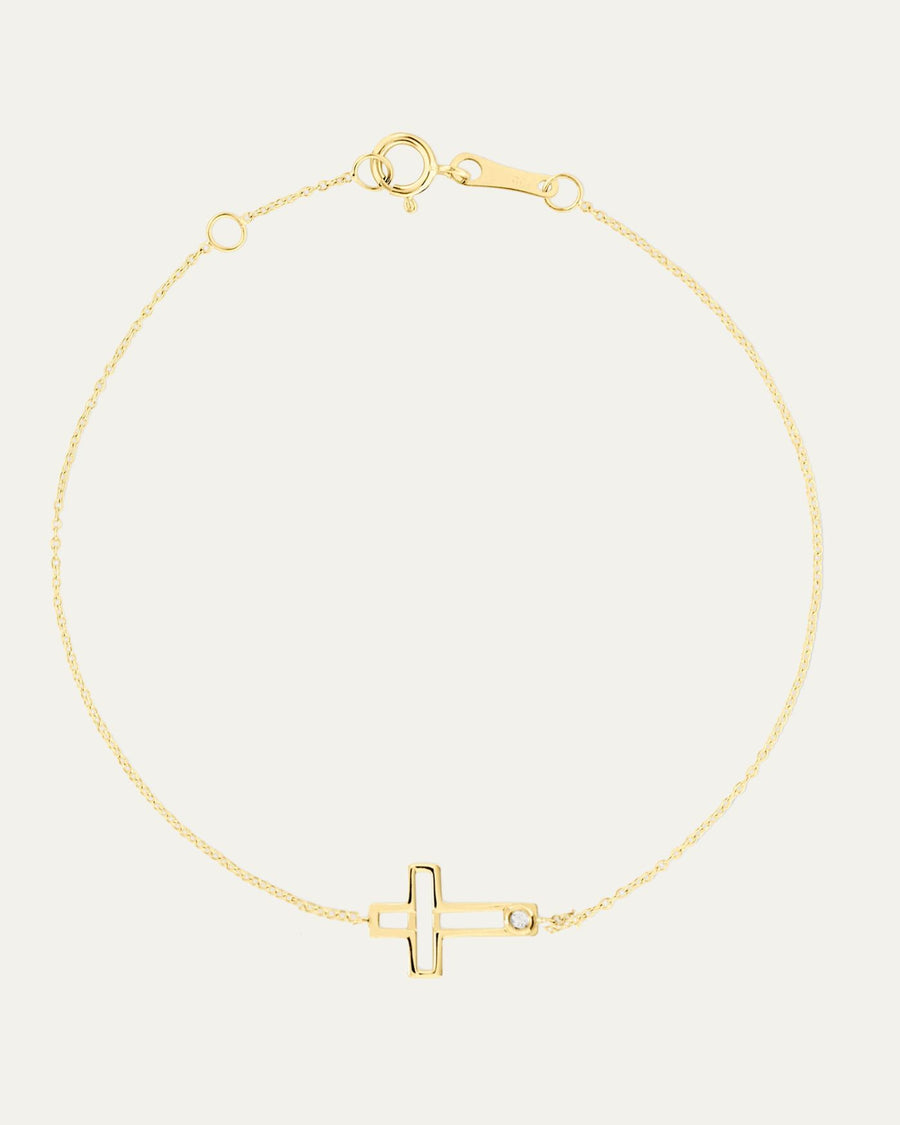 Covet 14kt Gold Diamond Cross Bracelet