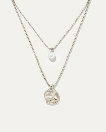 Gaia Pearl Layering Necklace | Silver